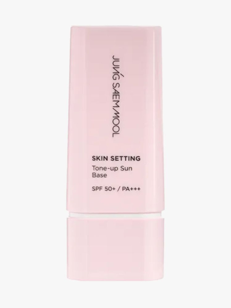 Jung Saem Mool Skin Setting Tone Up Base in branded component on a light gray background